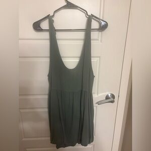 Green Tie Sleeveless Dress, Adjustable Sleeves